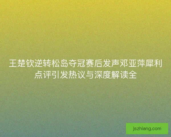 王楚钦逆转松岛夺冠赛后发声邓亚萍犀利点评引发热议与深度解读全
